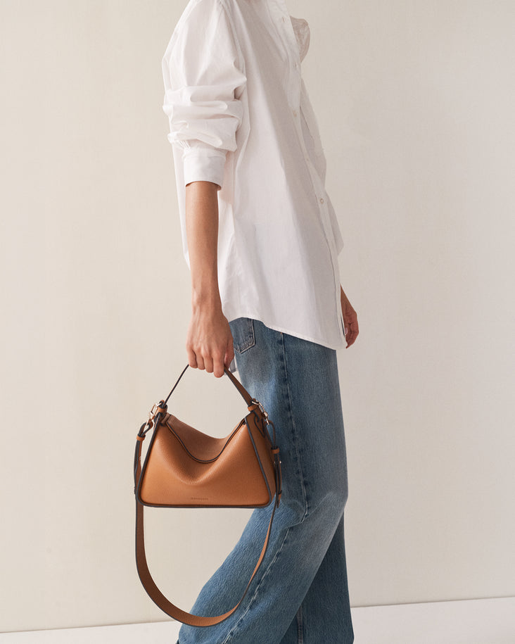 Clementine Bag: Tan Pebbled Leather