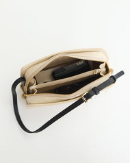 Clara Bag: Oat / Black with Gold