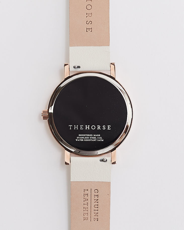 The Original: Polished Rose Gold / White Face / Milk Leather