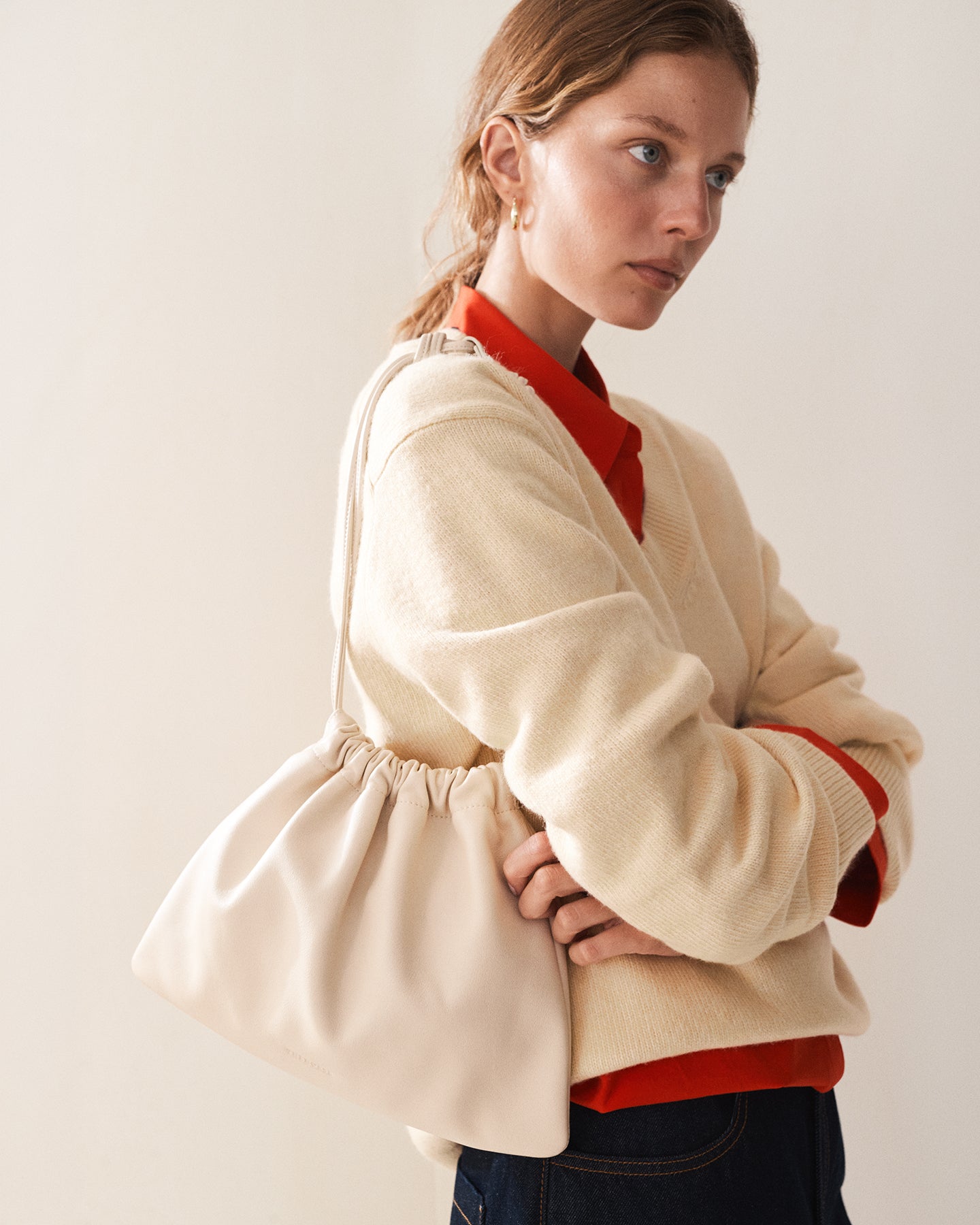 Fin Drawstring Bag: Oat