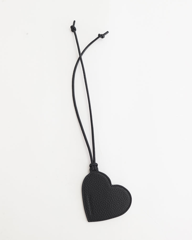 Leather Heart Tag: Black