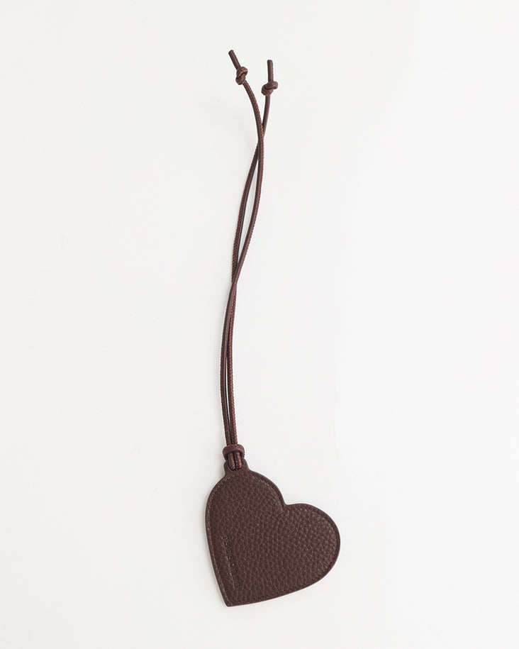 Leather Heart Tag: Coffee
