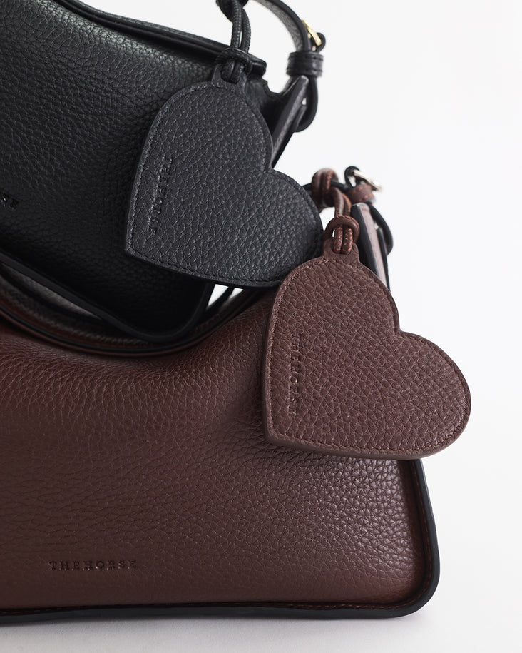 Leather Heart Tag: Coffee