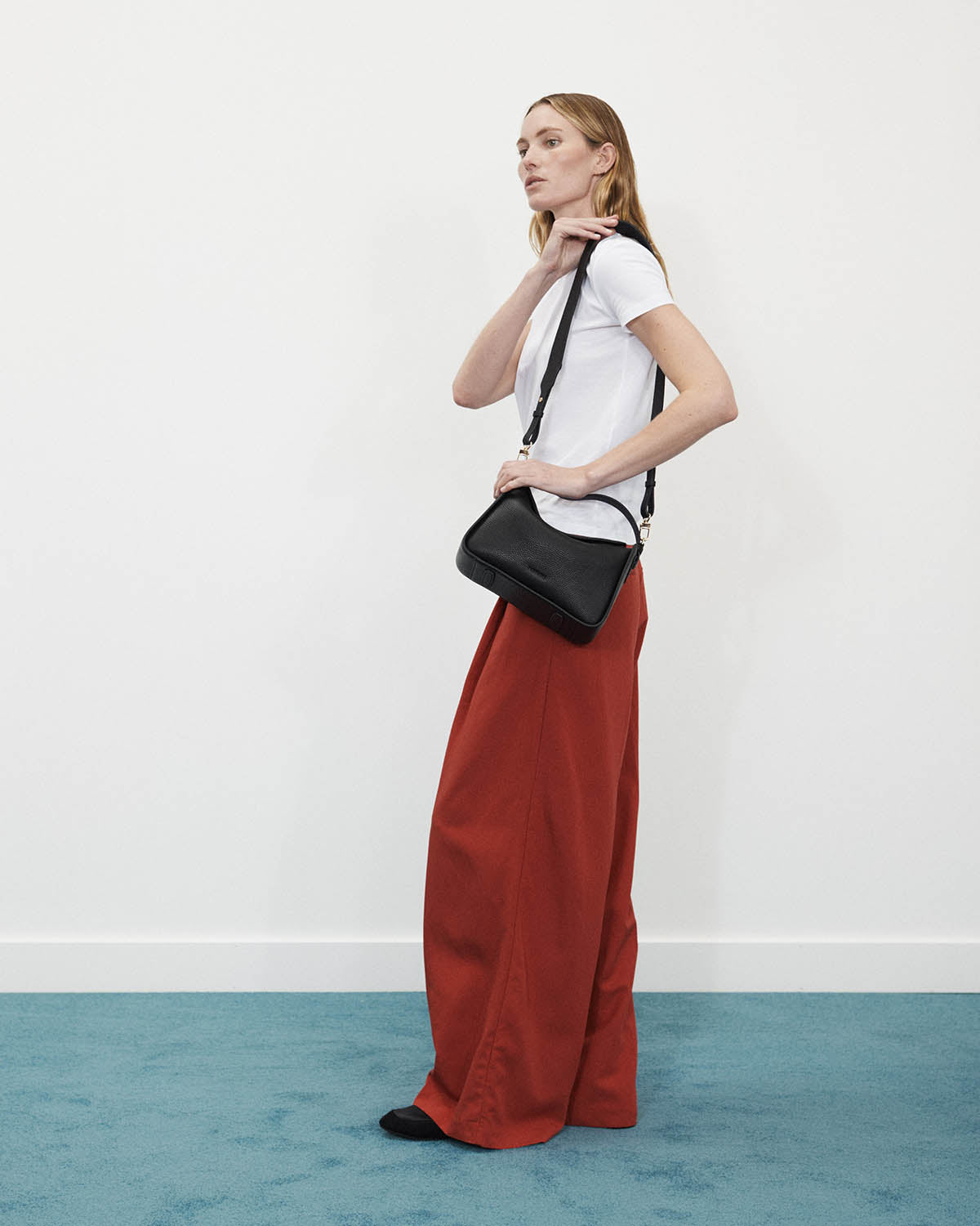 Clementine Bag: Black Pebbled Leather with Gold