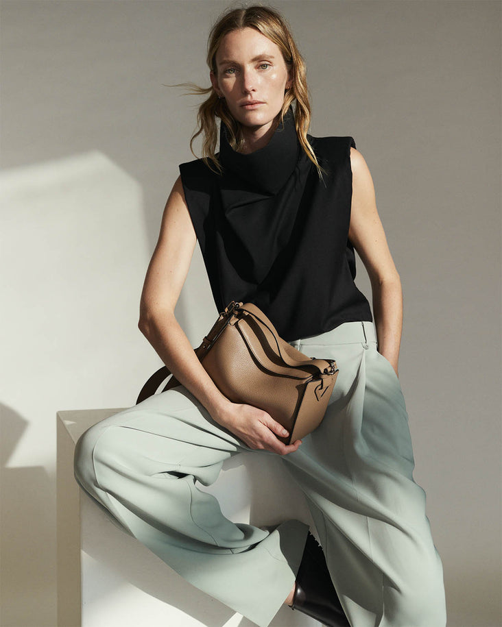 Clementine Bag: Taupe Pebbled Leather