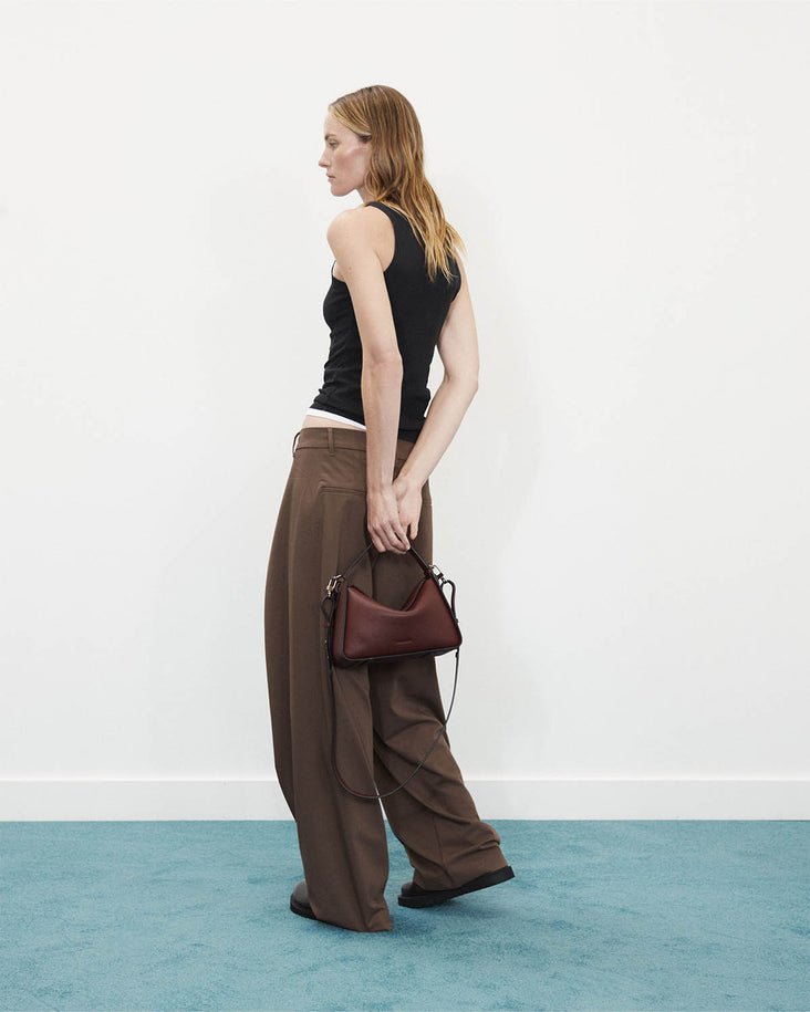 Clementine Bag: Burgundy Pebbled Leather