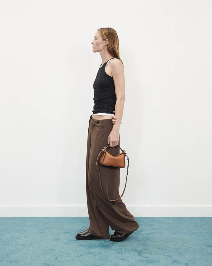 Mini Clementine Bag: Tan Pebbled Leather