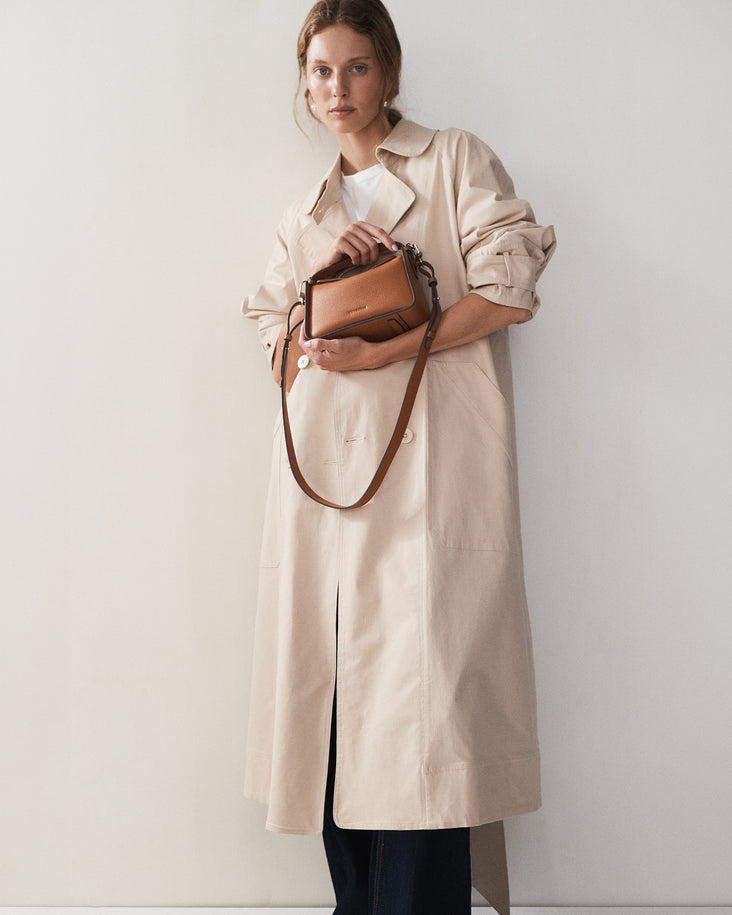 Mini Clementine Bag: Tan Pebbled Leather