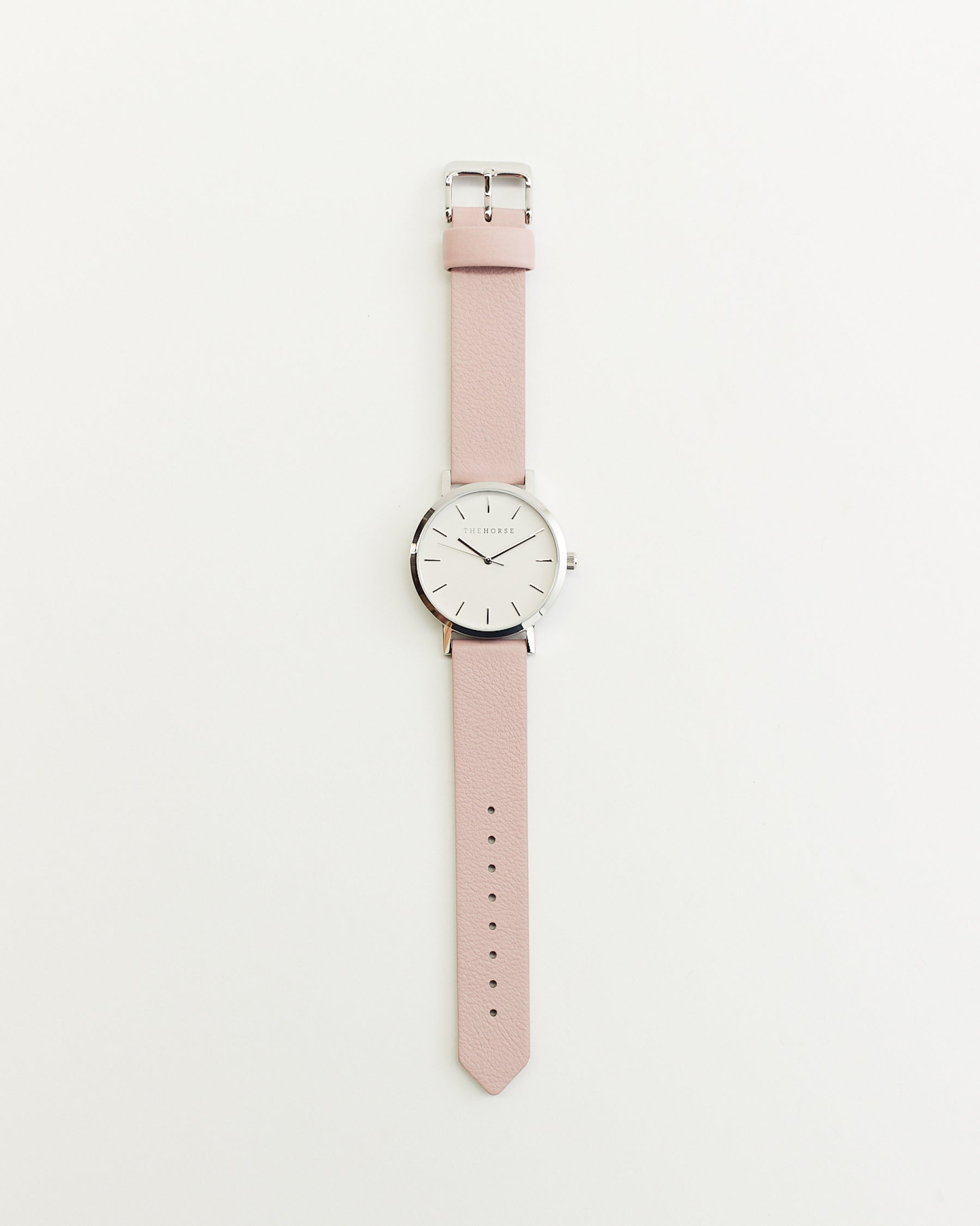 The Mini Original: Polished Silver Case / White Dial / Dirty Pink Leather
