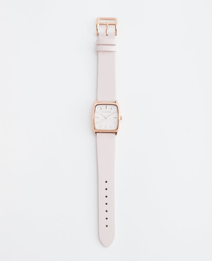 The 18mm Dress Watch Strap: Pink Leather / Rose Gold Strap