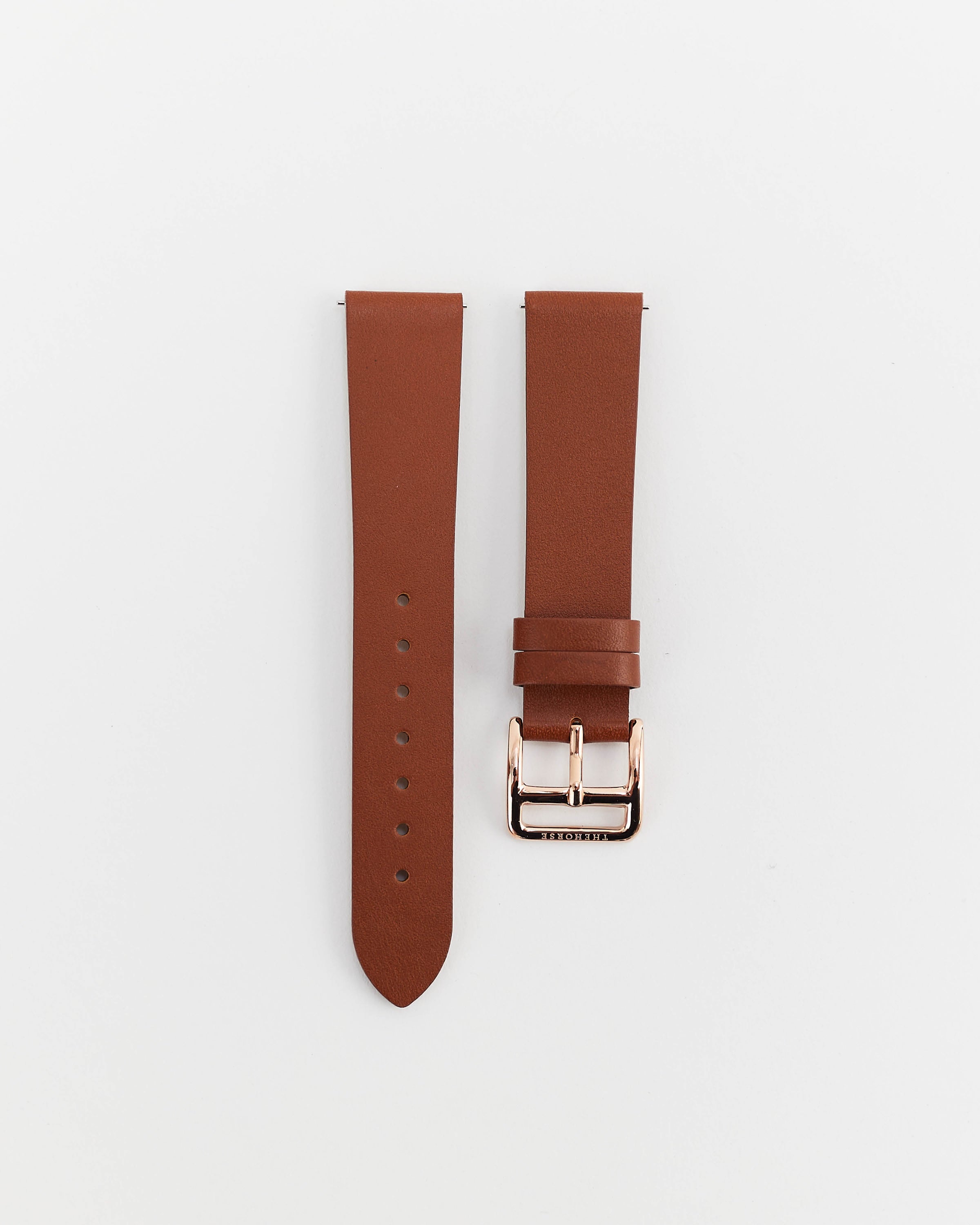 The 18mm Dress Watch Strap: Tan Leather / Rose Gold Strap