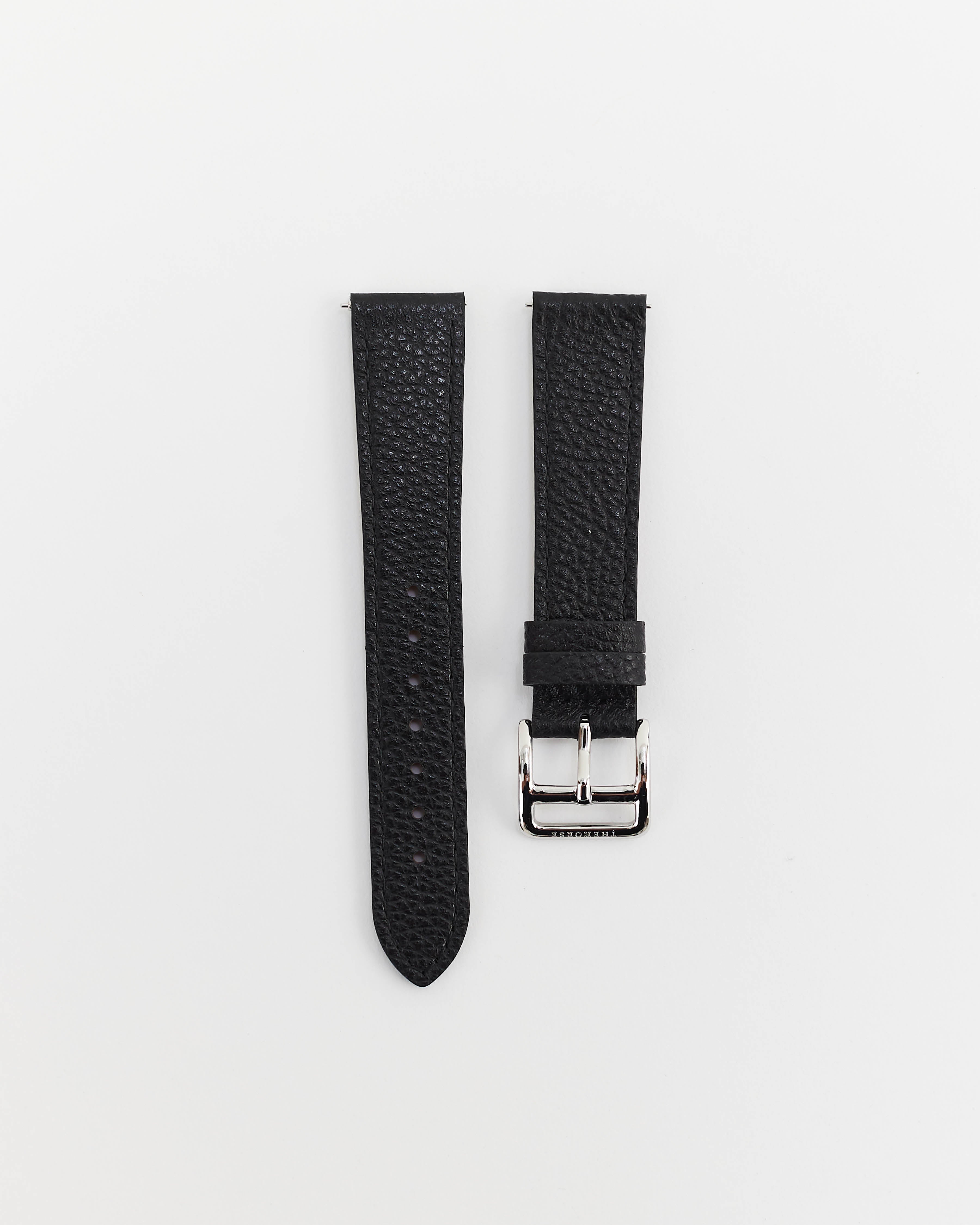 18mm Dress Watch Strap Leather Polished Silver Strap