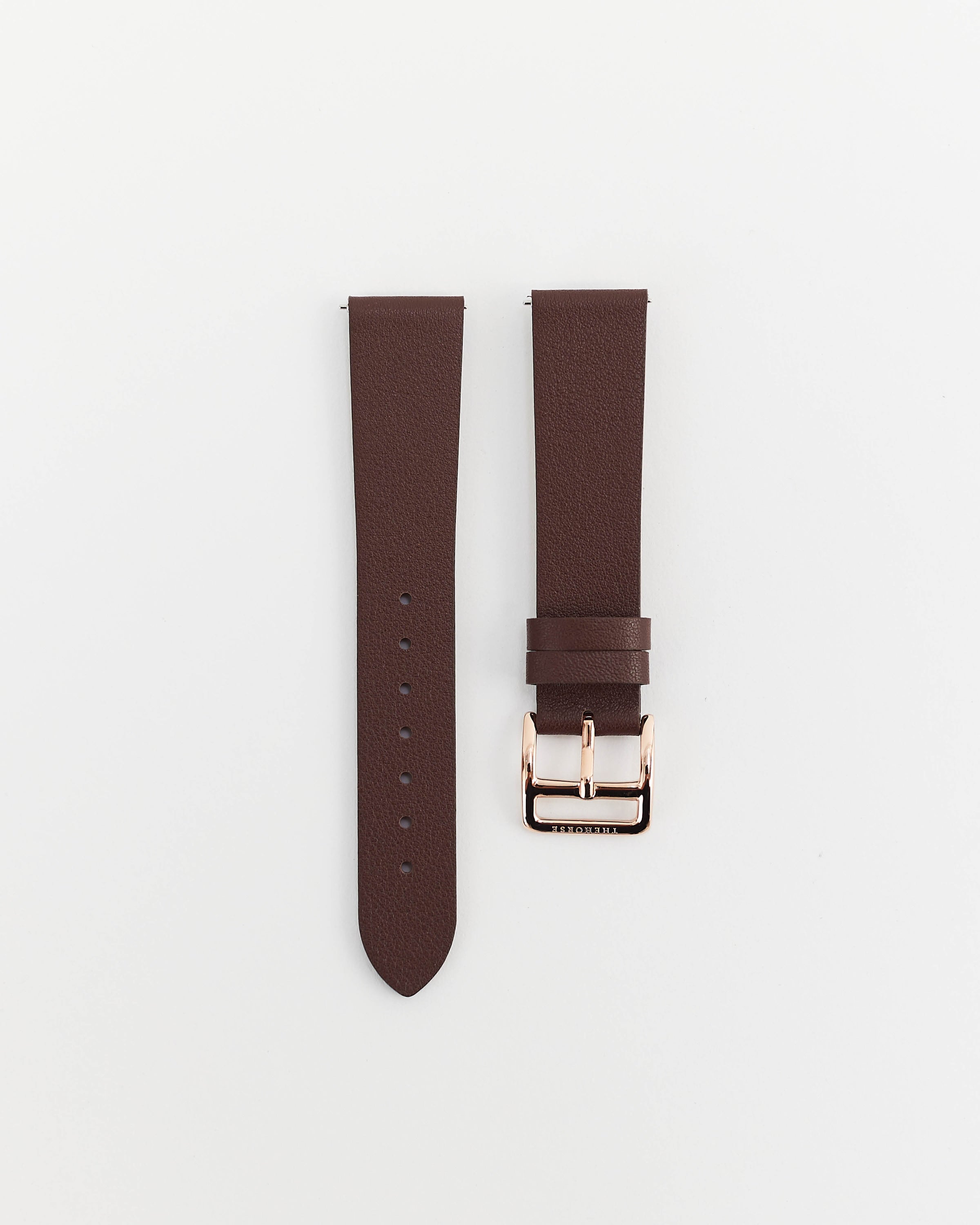 The 18mm Dress Watch Strap: Coffee Leather / Rose Gold Strap