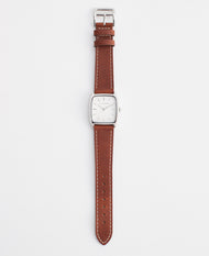 The 18mm Dress Watch Strap: Tan Leather / Polished Silver Strap