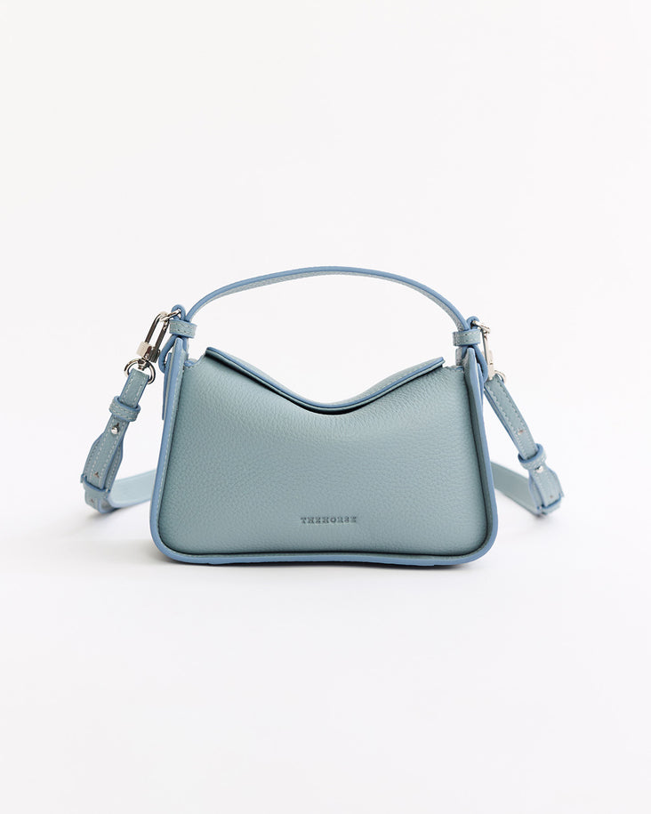 Mini Clementine Bag: Baby Blue Pebbled Leather