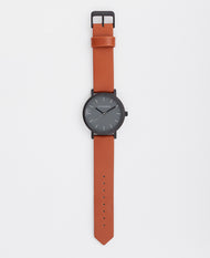 The Original Watch Matte Black / Tan Leather Strap by The Horse