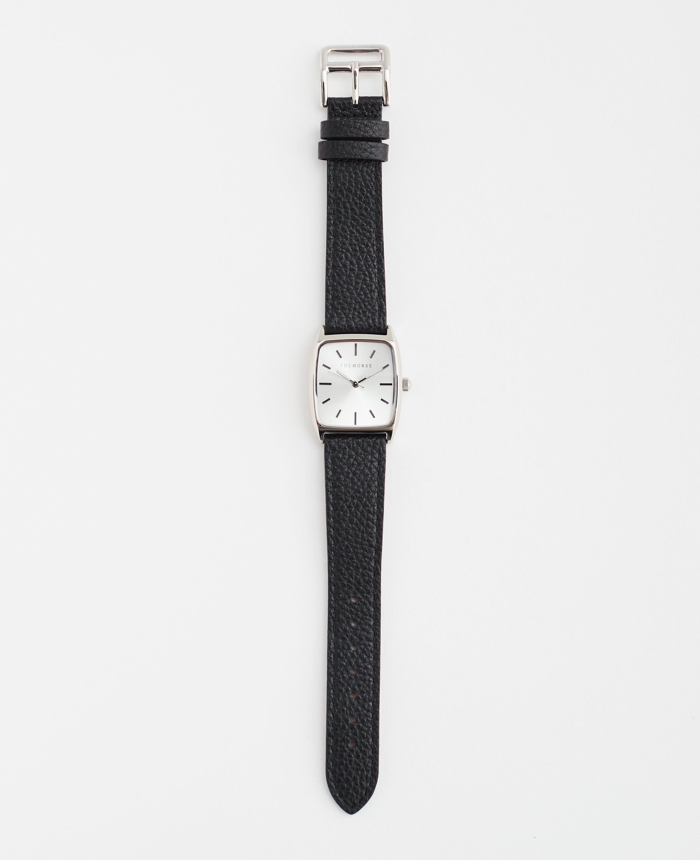The Dress Watch: Polished Silver Case / Sunray Dial / Black Leather Strap by The Horse®