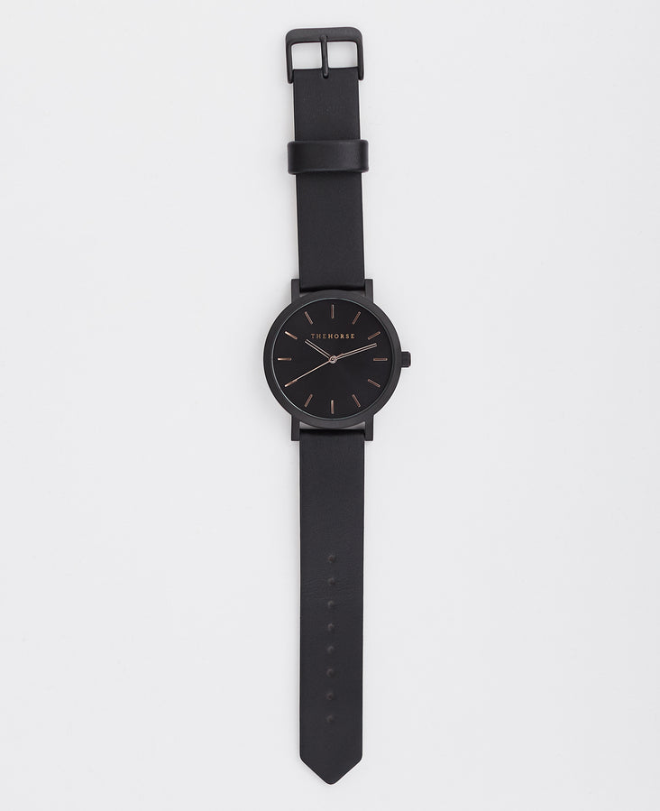 The Original Watch Matte Black / Black Dial with Rose Gold Indexing by The Horse