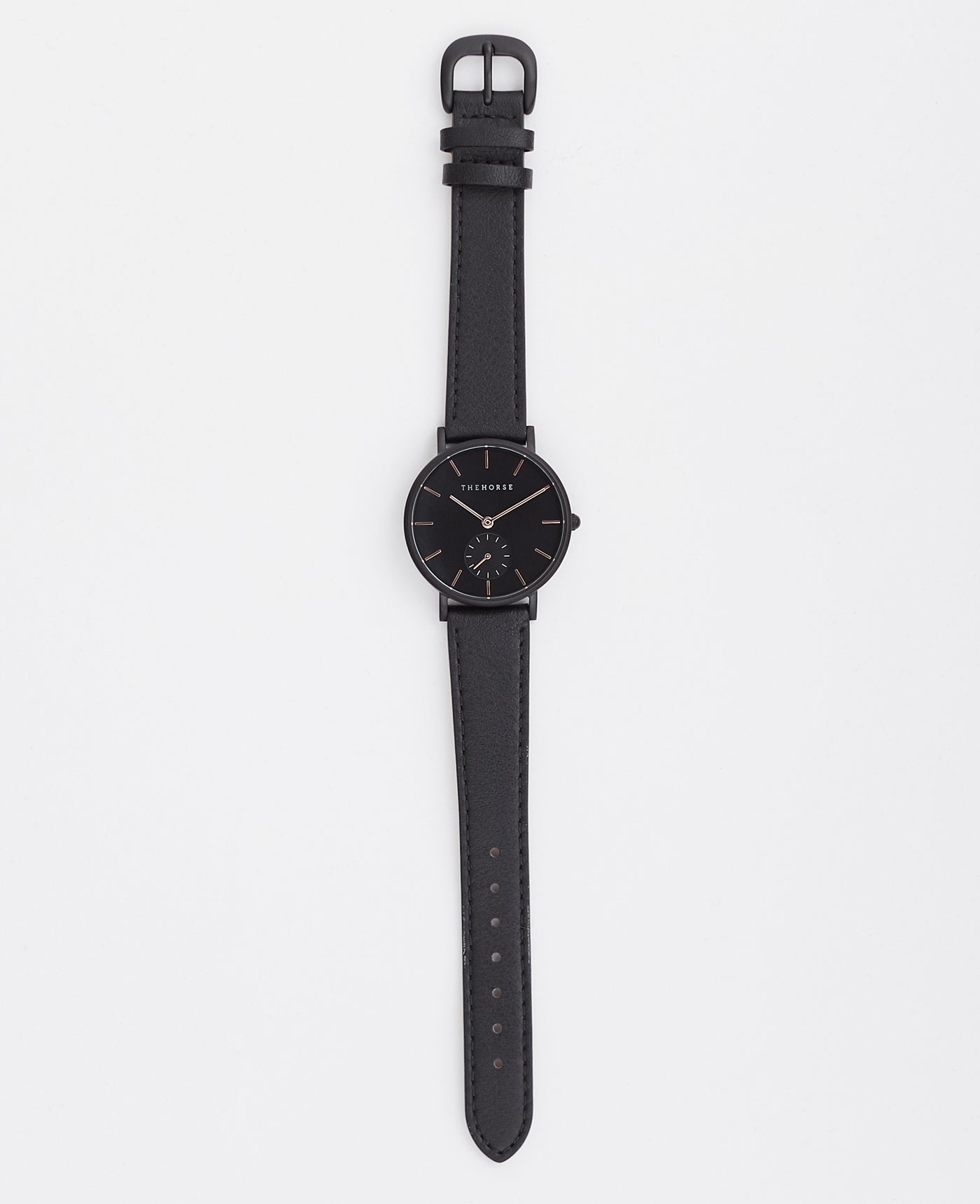 The Classic Watch in Matte Black Case / Black Dial / Black Leather Strap by The Horse