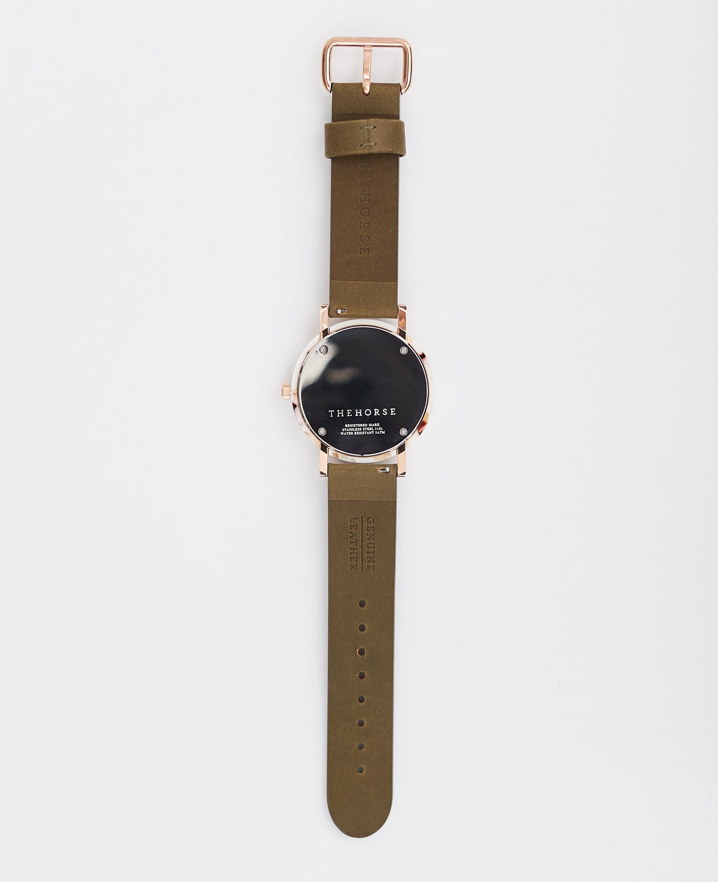 The Resin: Nougat Case / White Dial / Rose Gold Indexing / Olive Leather