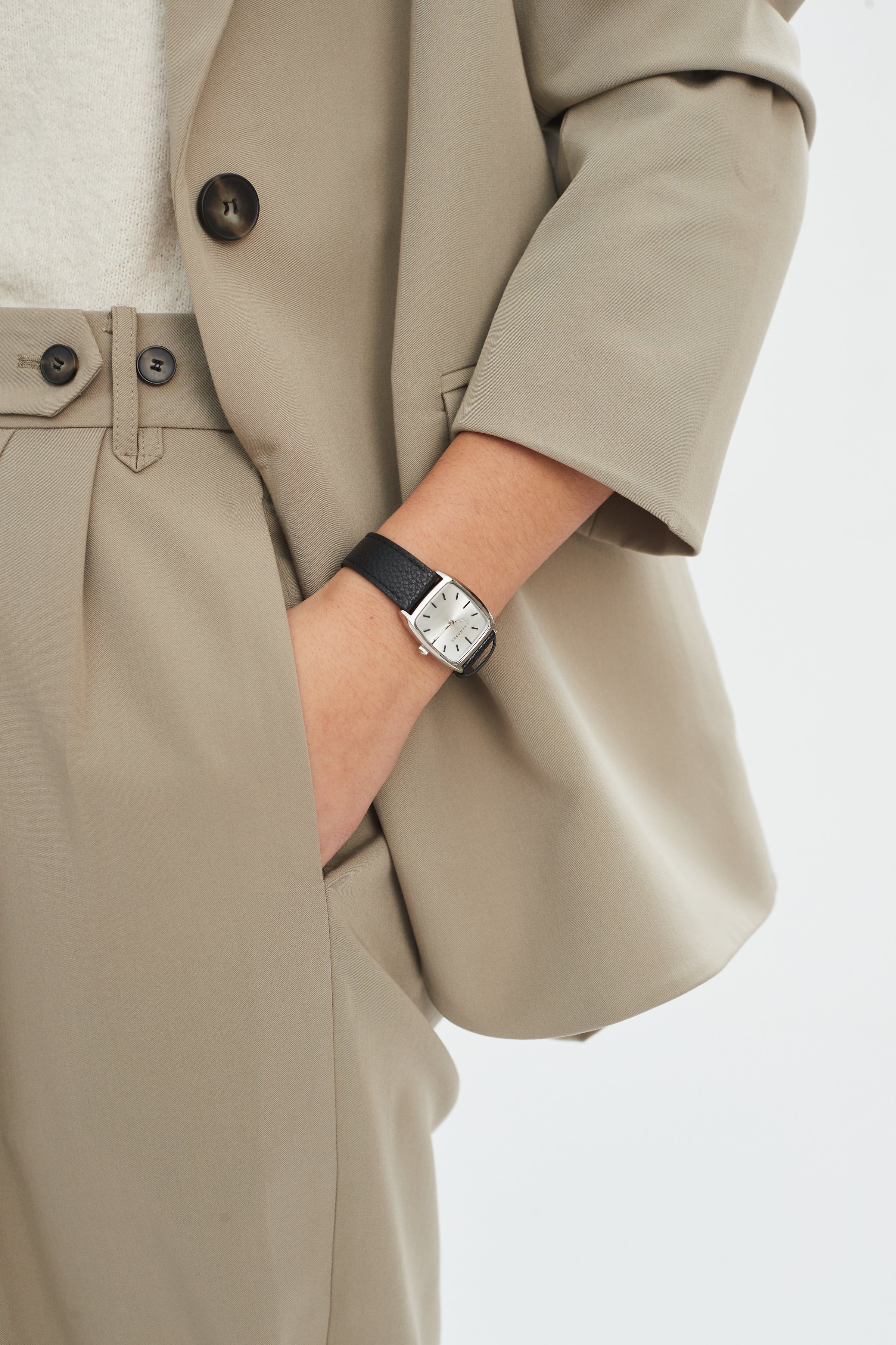 The Dress Watch: Polished Silver / Sunray Dial / Black Leather