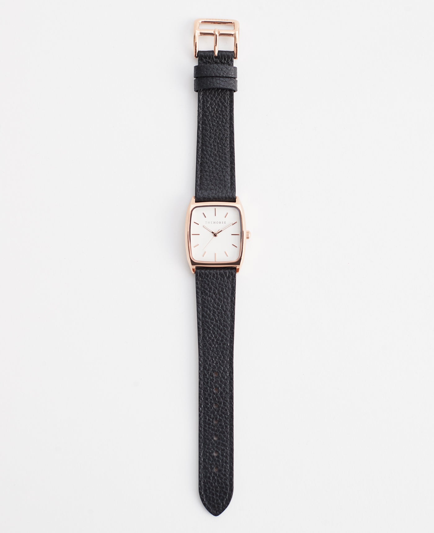 The 18mm Dress Watch Strap: Black Leather / Rose Gold Strap